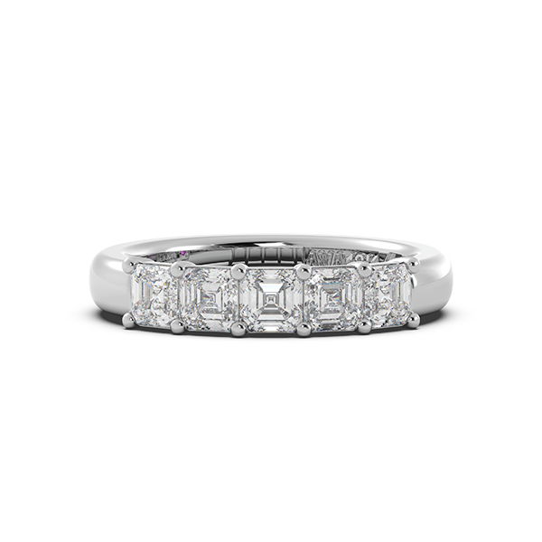 Asscher Signature Cup 5 Stone Wedding Band