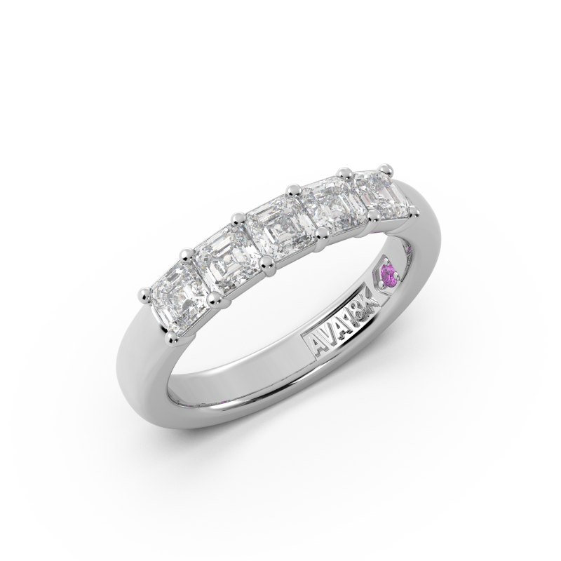 Asscher Signature Cup 5 Stone Wedding Band