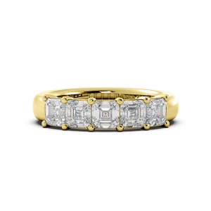 Asscher Signature Cup 5 Stone Wedding Band