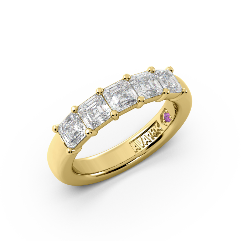 Asscher Signature Cup 5 Stone Wedding Band