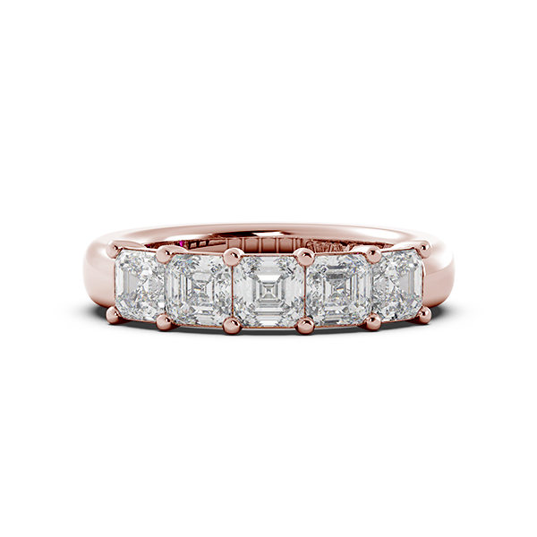 Asscher Signature Cup 5 Stone Wedding Band