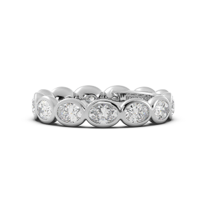 Oval Bezel East West Eternity Wedding Band