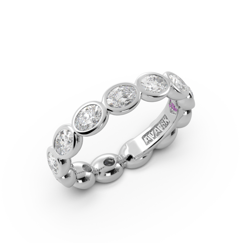 Oval Bezel East West Eternity Wedding Band