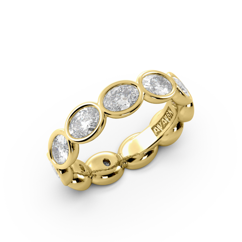 Oval Bezel East West Eternity Wedding Band