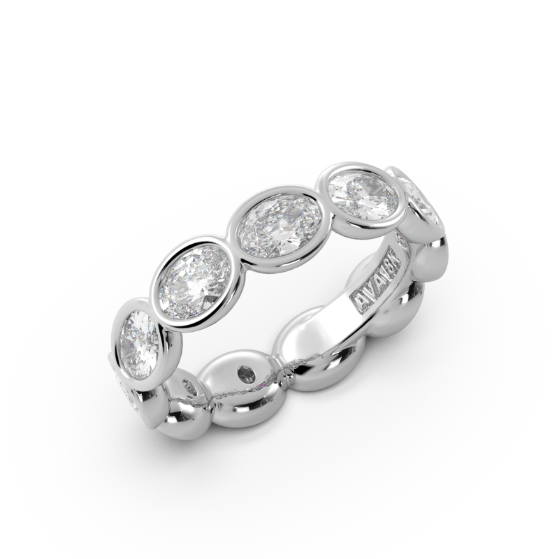 Oval Bezel East West Eternity Wedding Band