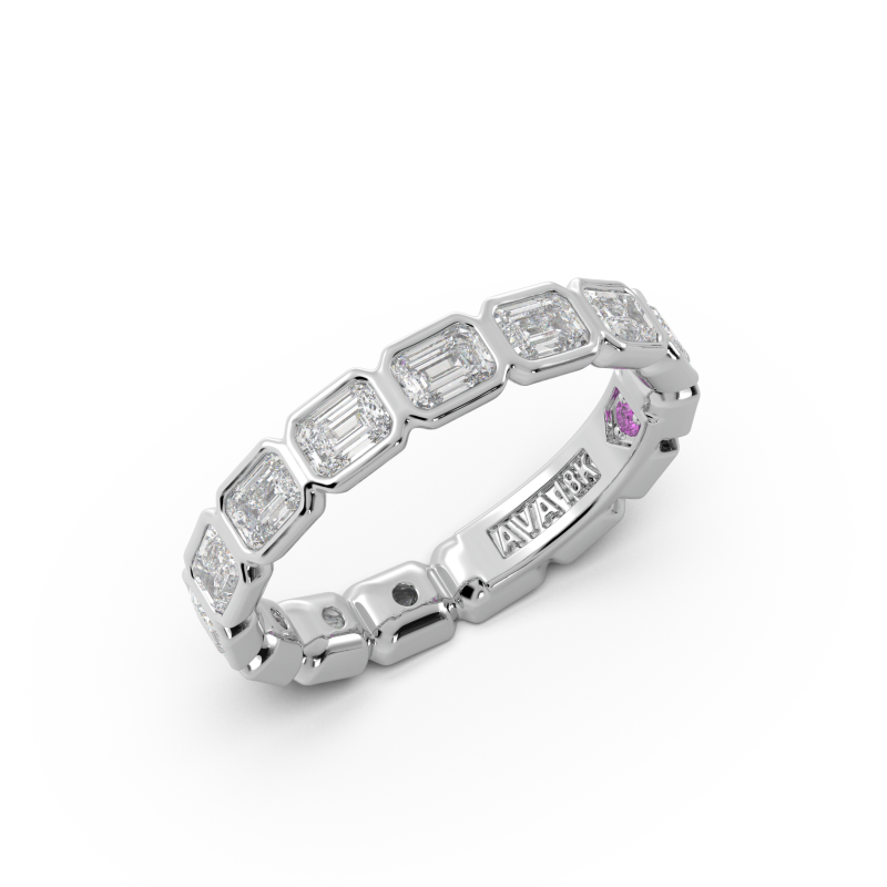 Emerald Bezel East West Eternity Wedding Band