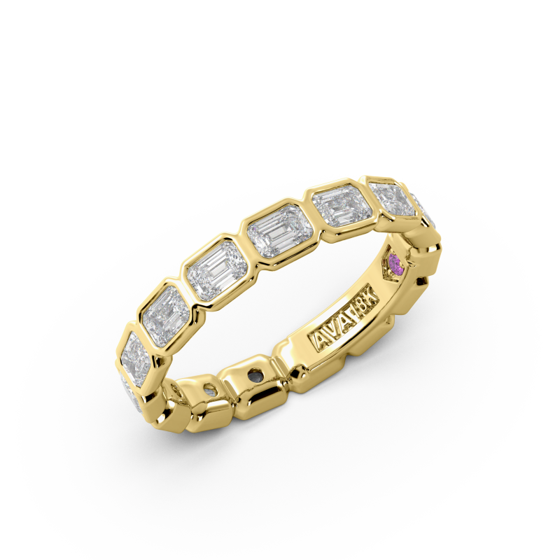 Emerald Bezel East West Eternity Wedding Band