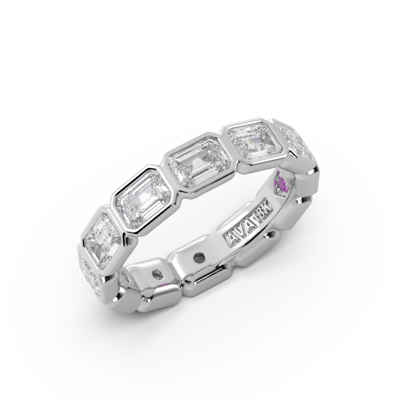 Emerald Bezel East West Eternity Wedding Band
