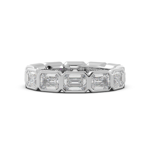 Emerald Bezel East West Eternity Wedding Band