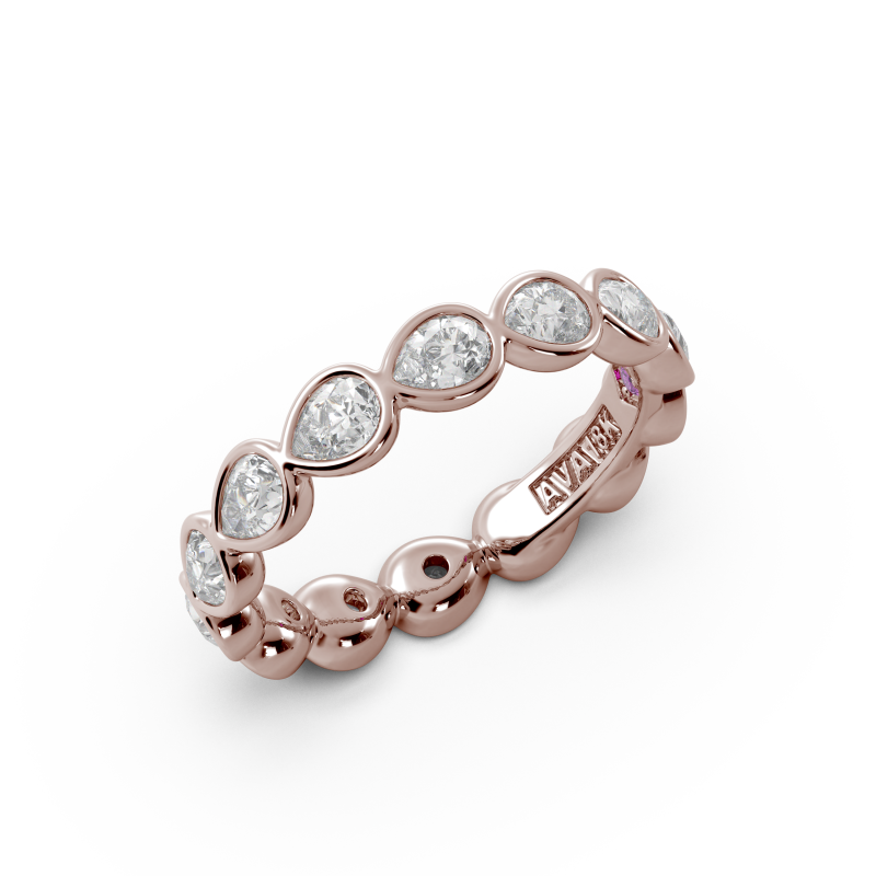 Pear Bezel East West Eternity Wedding Band