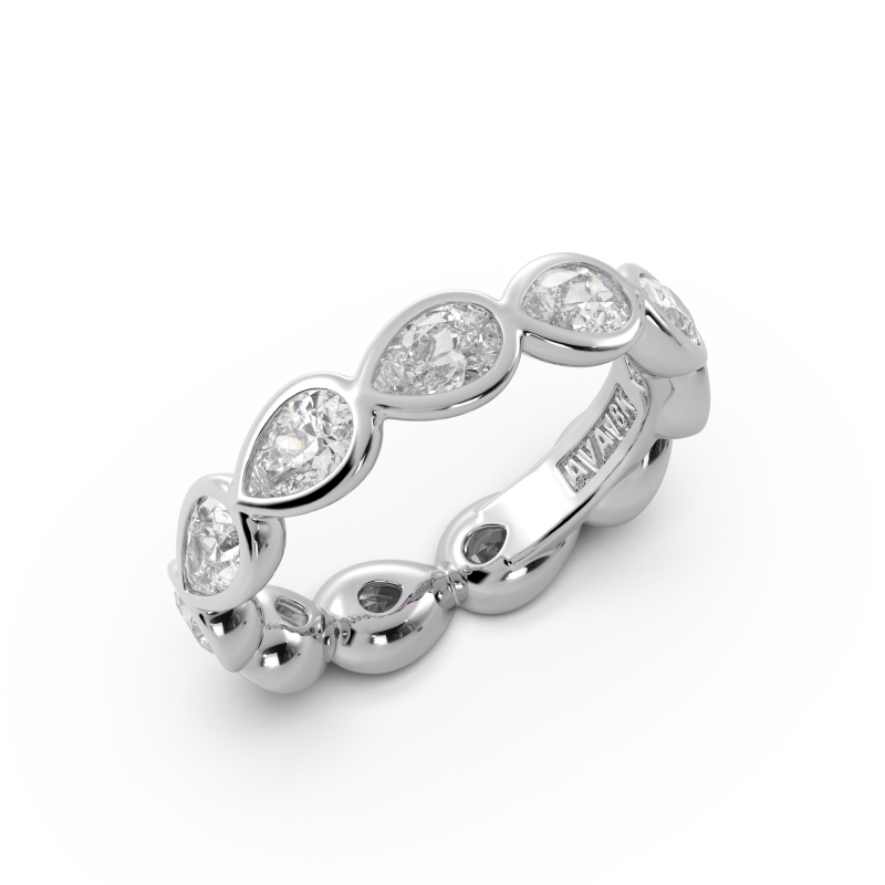 Pear Bezel East West Eternity Wedding Band