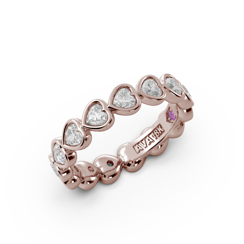 Heart Bezel East West Eternity Wedding Band