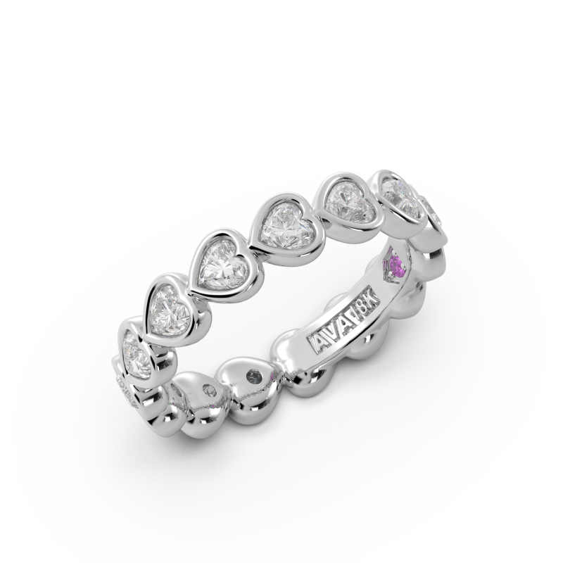 Heart Bezel East West Eternity Wedding Band