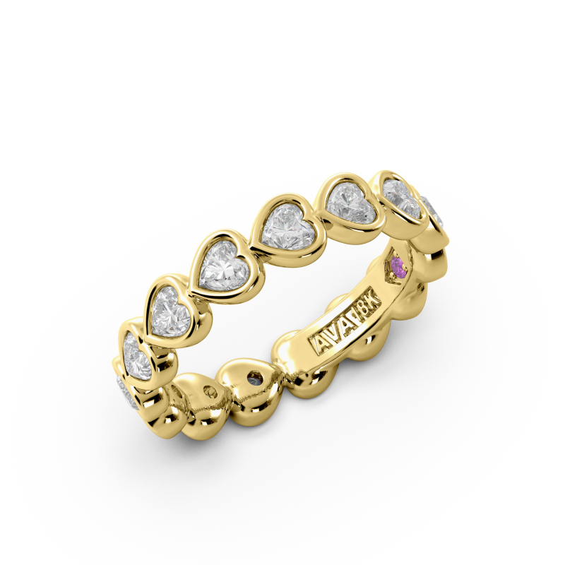 Heart Bezel East West Eternity Wedding Band