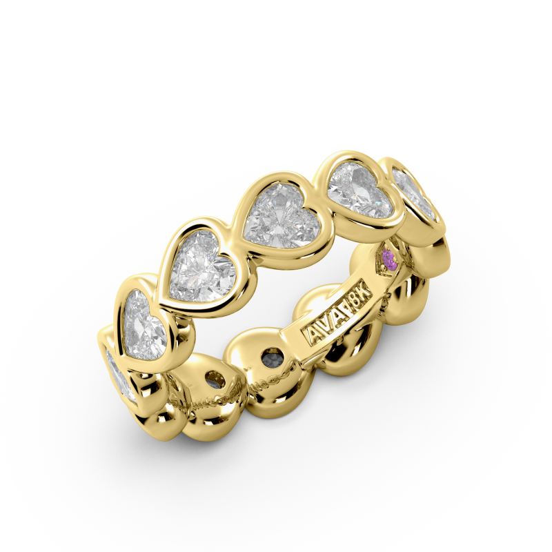 Heart Bezel East West Eternity Wedding Band
