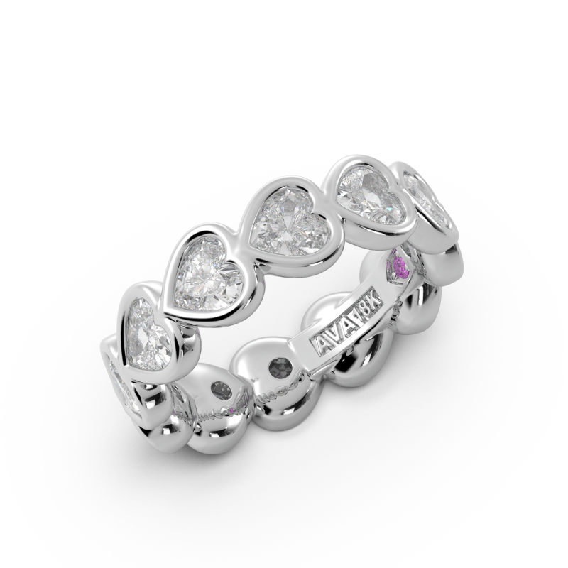 Heart Bezel East West Eternity Wedding Band