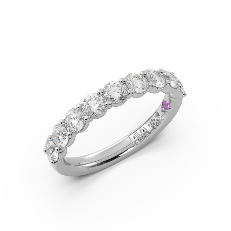 Round Signature Cup Halfway Wedding Band