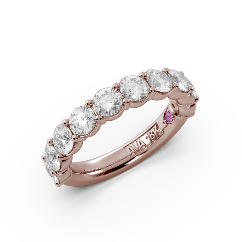 Round Signature Cup Halfway Wedding Band