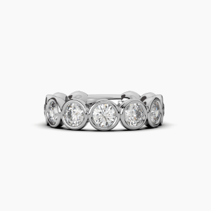Round Bezel Halfway Wedding Band