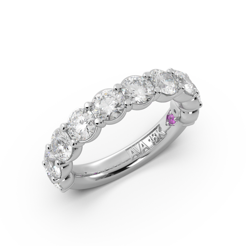 Round Signature Cup Halfway Wedding Band