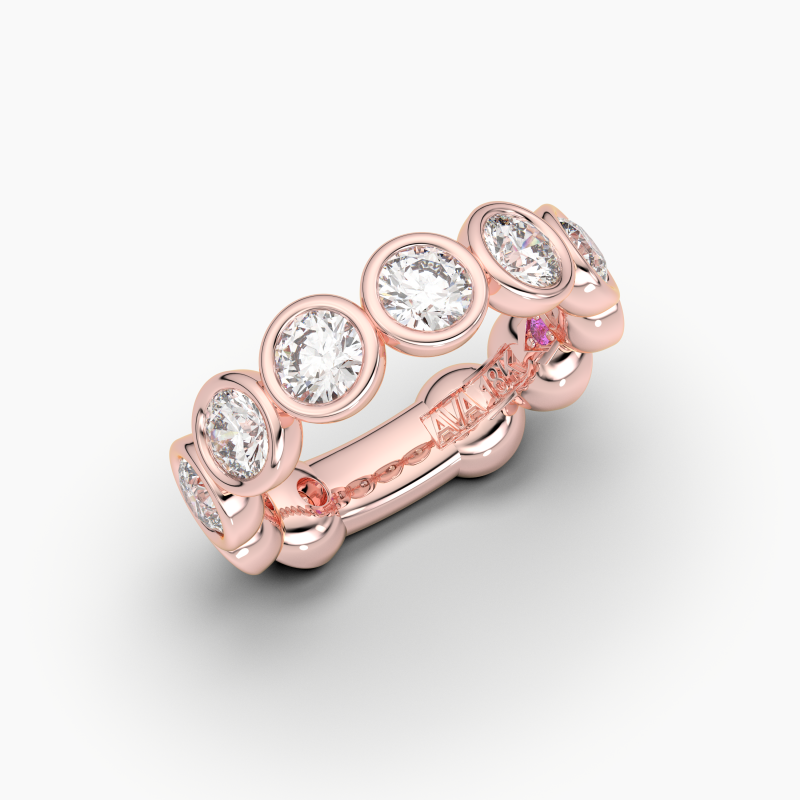 Round Bezel Halfway Wedding Band