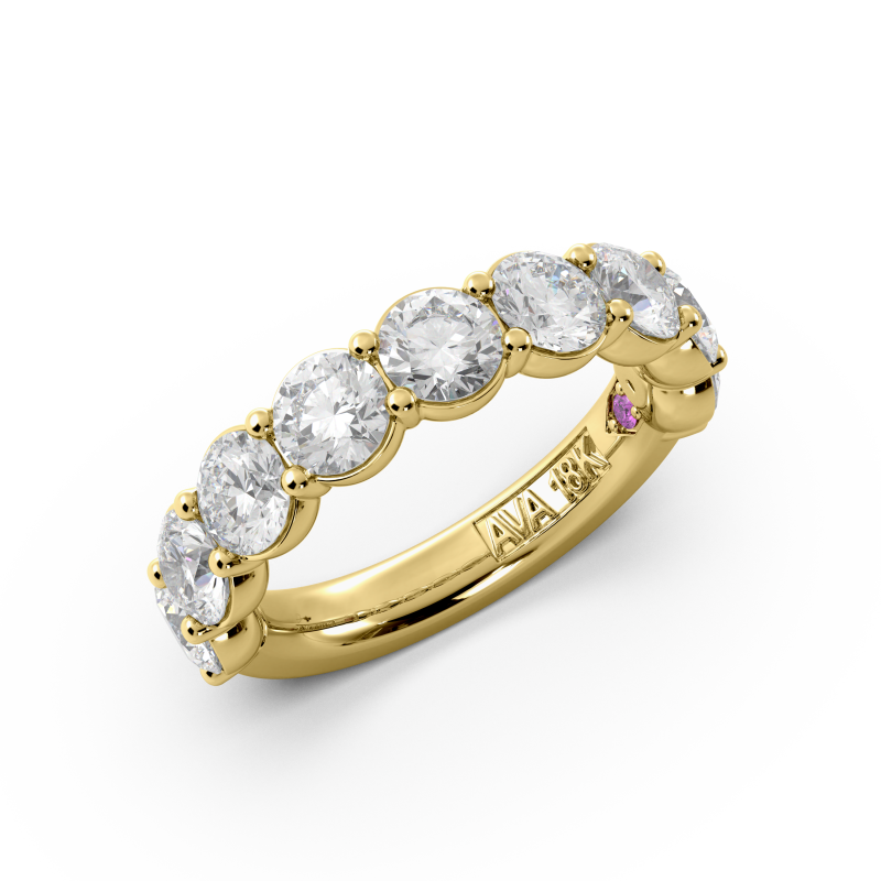 Round Signature Cup Halfway Wedding Band