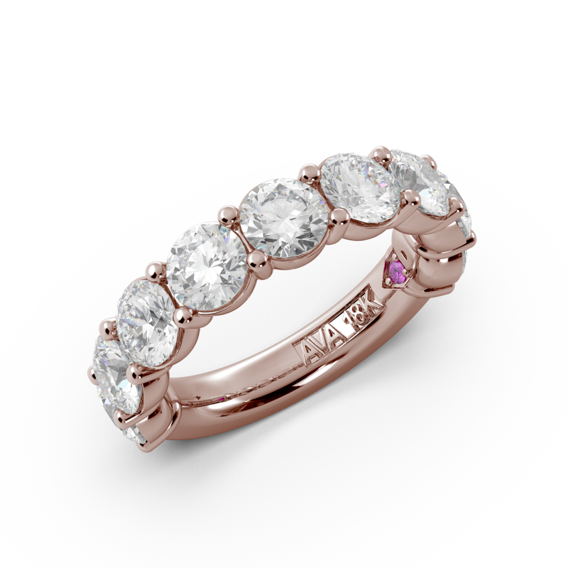 Round Signature Cup Halfway Wedding Band