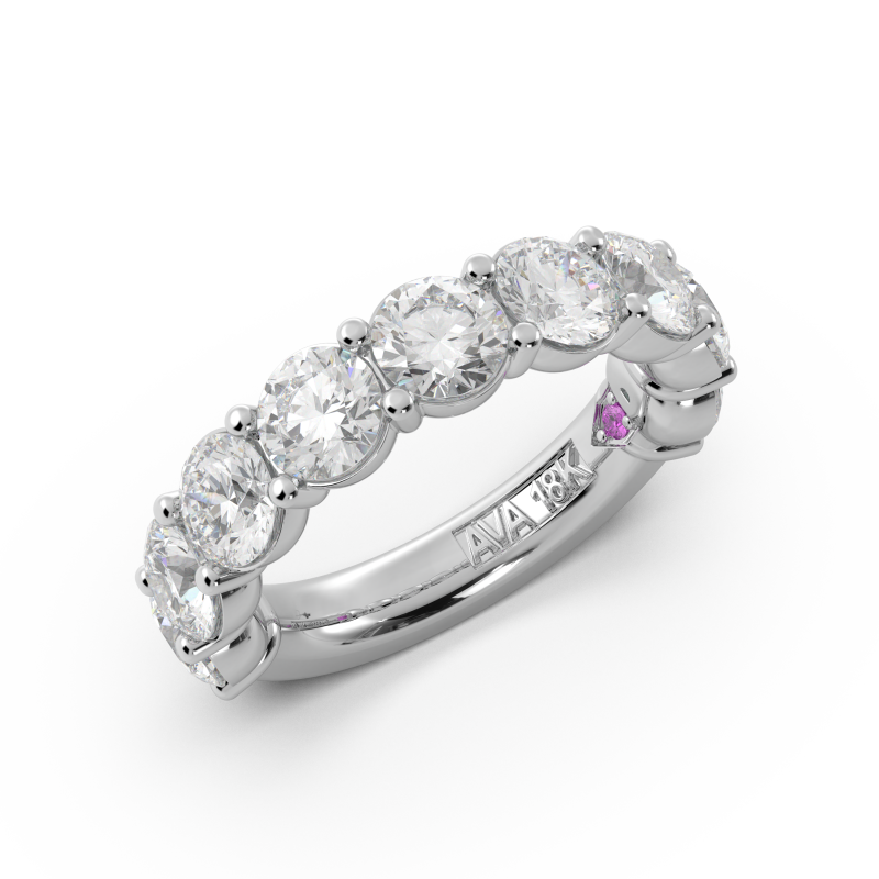 Round Signature Cup Halfway Wedding Band