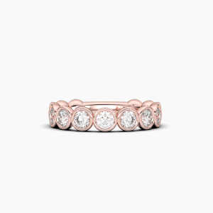 Round Bezel Halfway Wedding Band