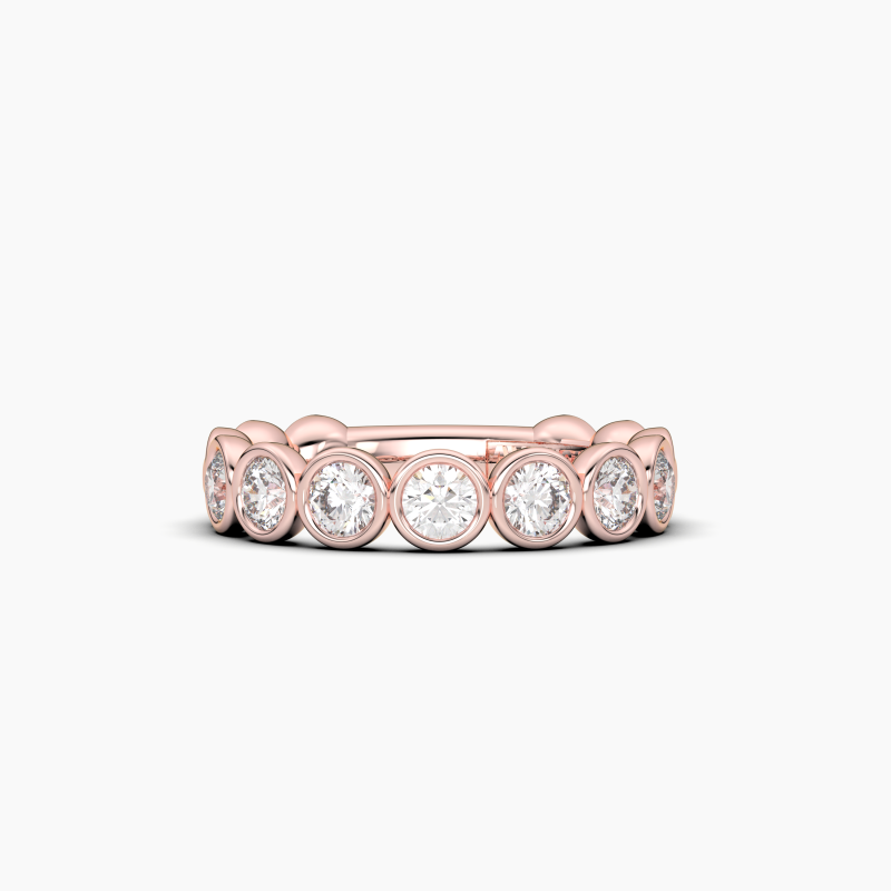 Round Bezel Halfway Wedding Band