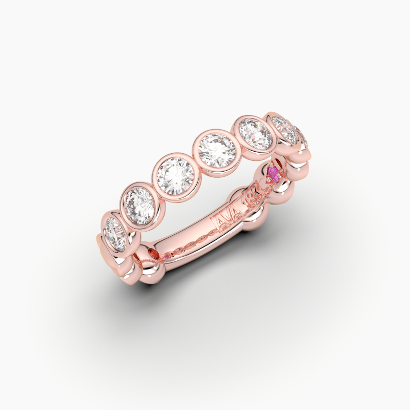 Round Bezel Halfway Wedding Band