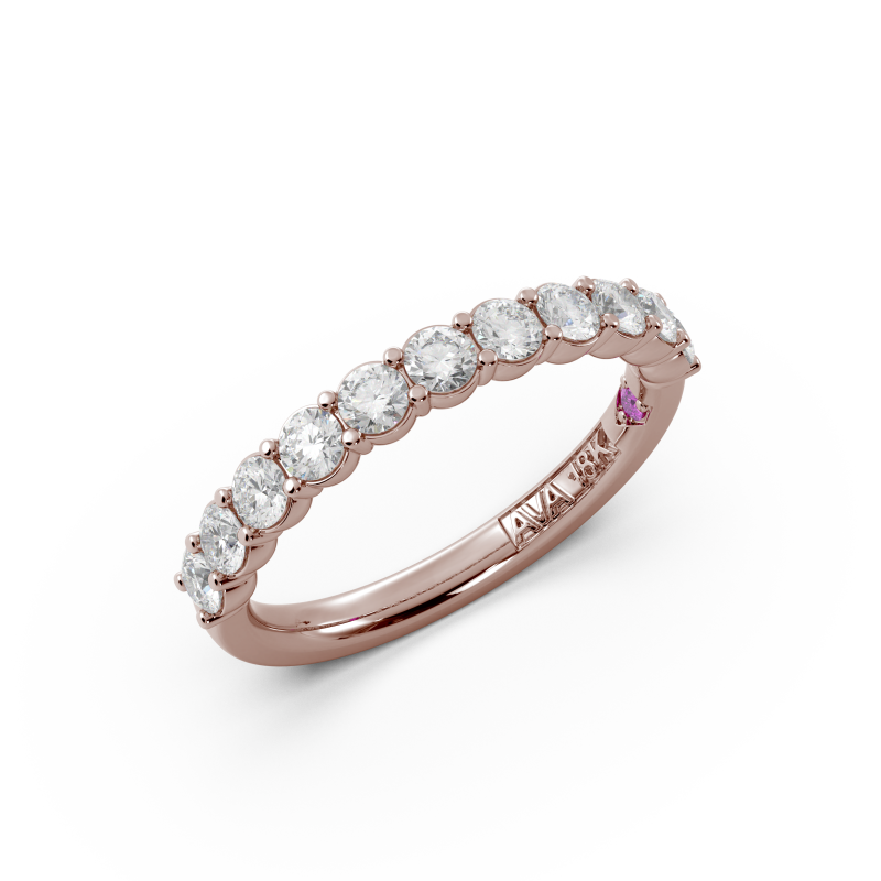 Round Signature Cup Halfway Wedding Band