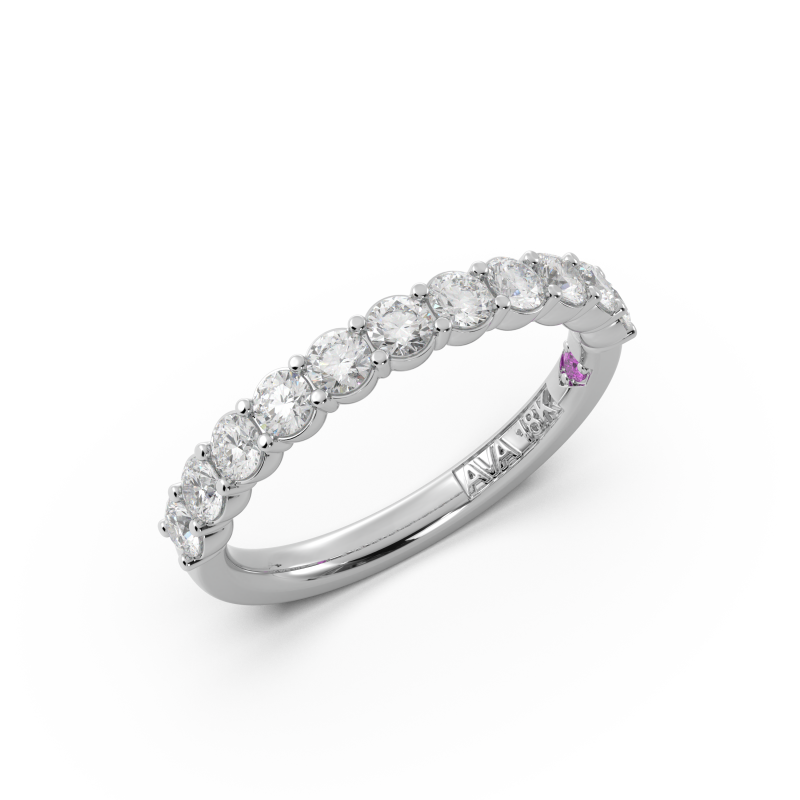 Round Signature Cup Halfway Wedding Band
