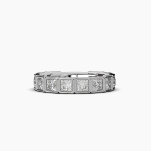 Princess Bezel Halfway Wedding Band