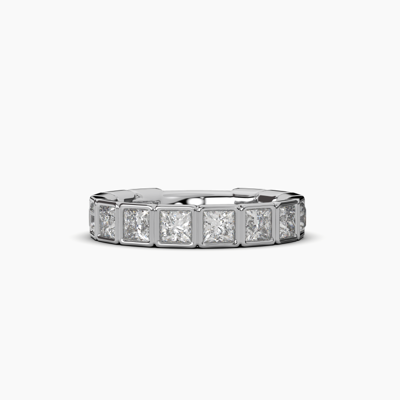 Princess Bezel Halfway Wedding Band