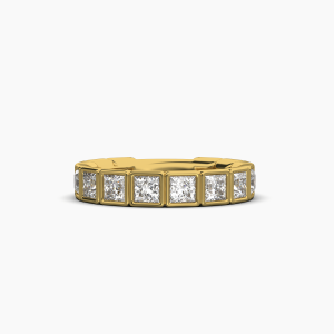 Princess Bezel Halfway Wedding Band