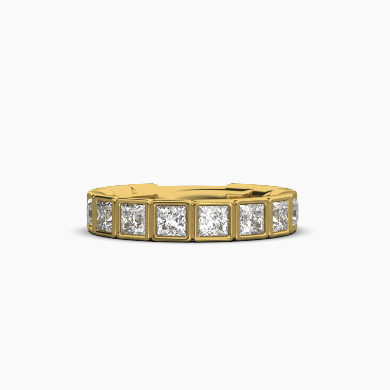 Princess Bezel Halfway Wedding Band