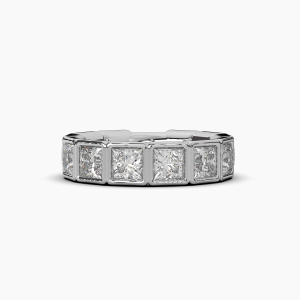 Princess Bezel Halfway Wedding Band