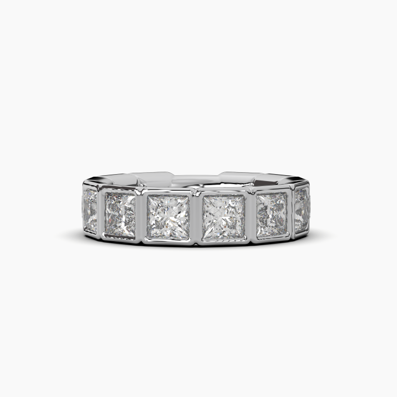 Princess Bezel Halfway Wedding Band