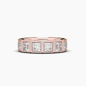 Princess Bezel Halfway Wedding Band