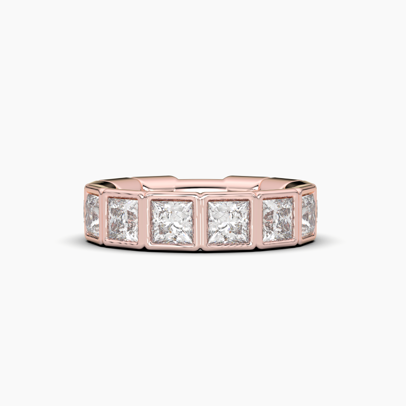 Princess Bezel Halfway Wedding Band