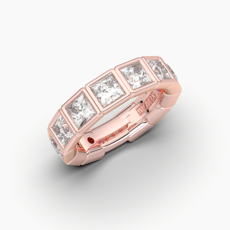 Princess Bezel Halfway Wedding Band