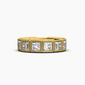 Princess Bezel Halfway Wedding Band