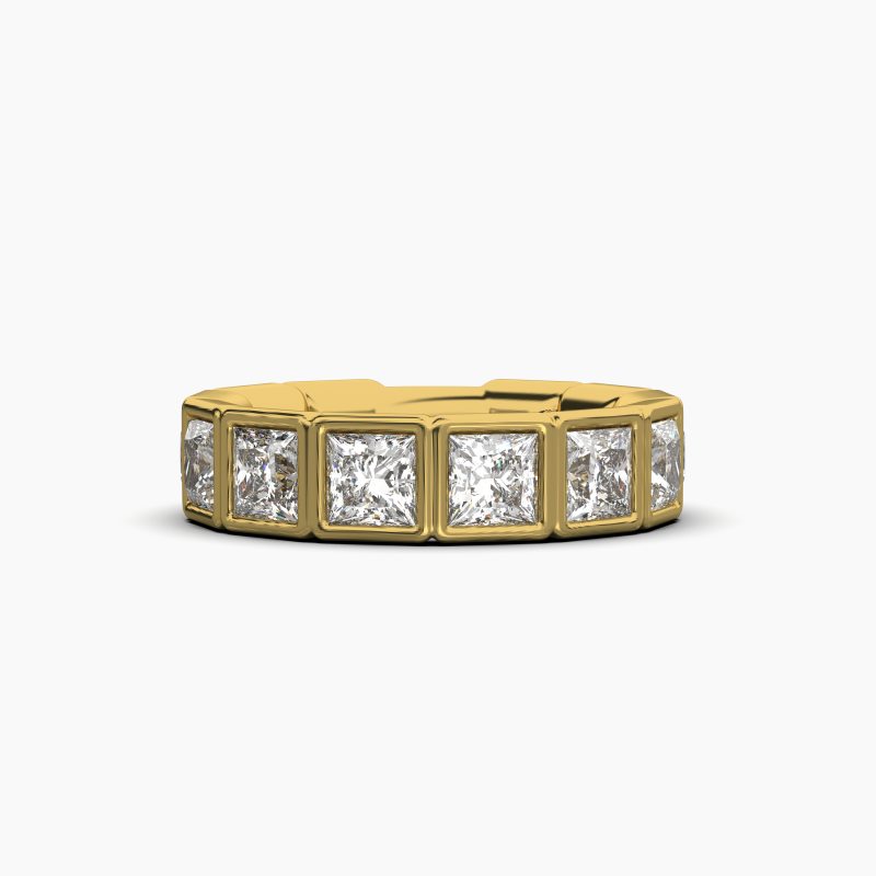 Princess Bezel Halfway Wedding Band