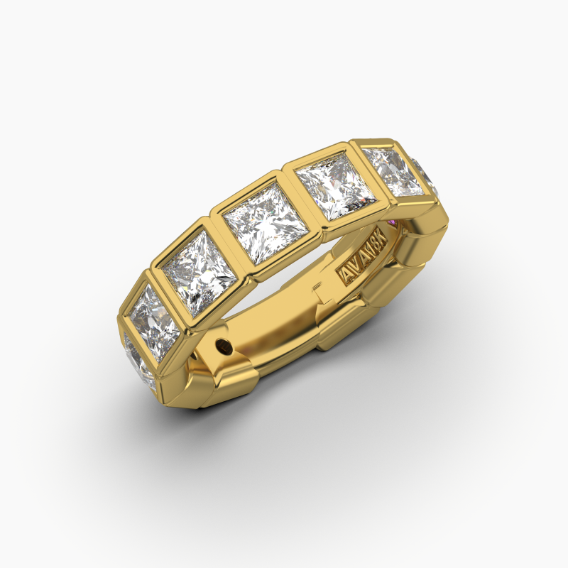 Princess Bezel Halfway Wedding Band
