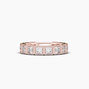 Princess Bezel Halfway Wedding Band