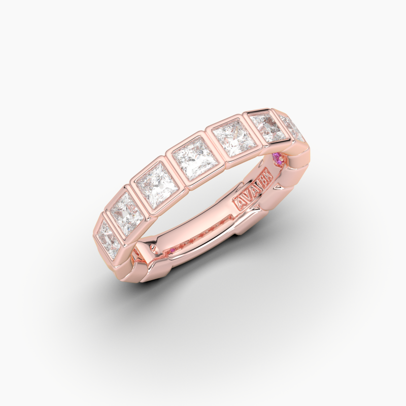 Princess Bezel Halfway Wedding Band