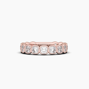 Cushion Bezel Halfway Wedding Band