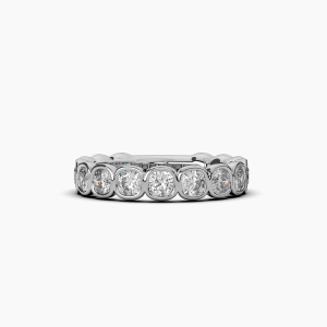 Cushion Bezel Halfway Wedding Band