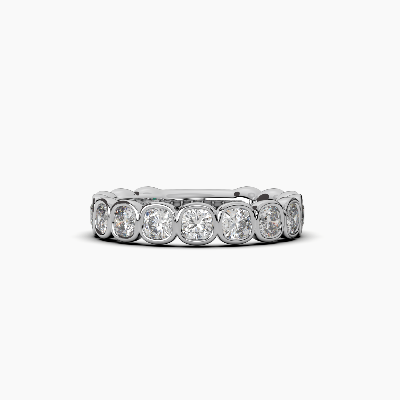 Cushion Bezel Halfway Wedding Band